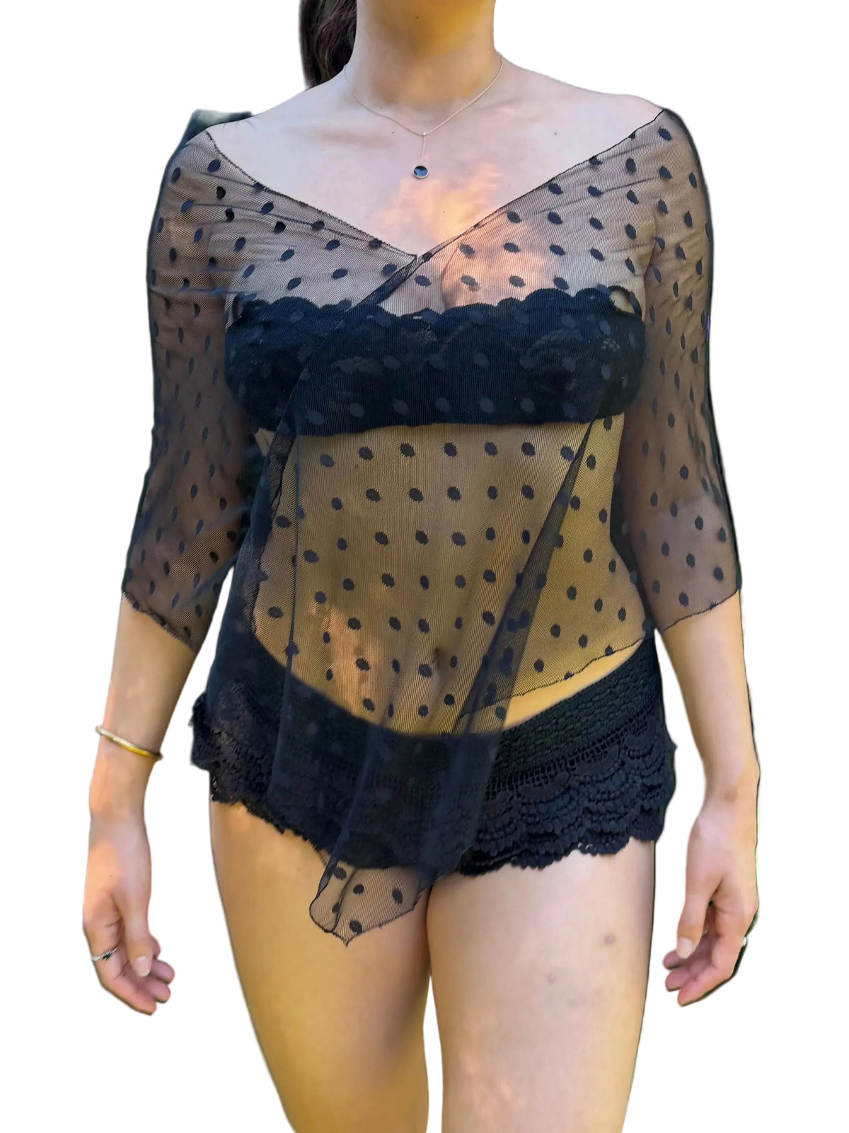 Mesh Polka Dot poncho