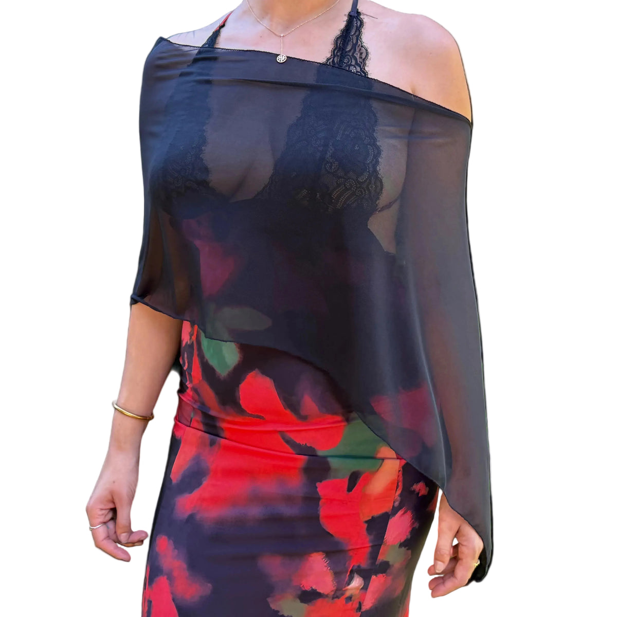 Black Sheer Poncho