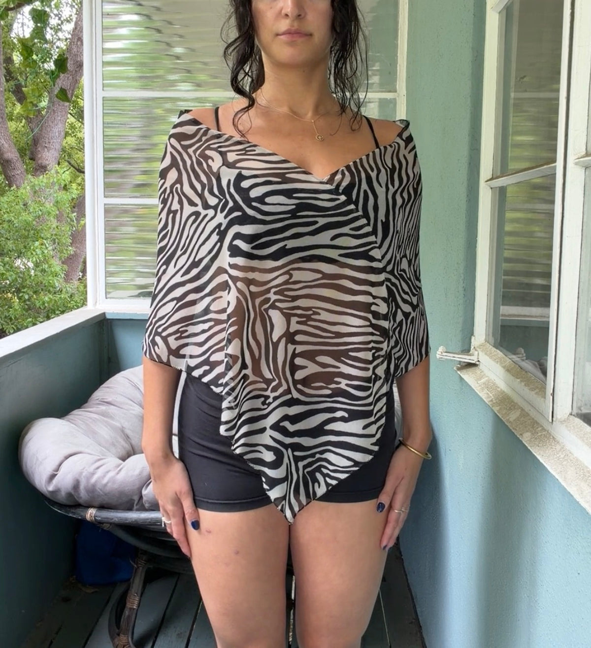 Sheer Zebra Poncho