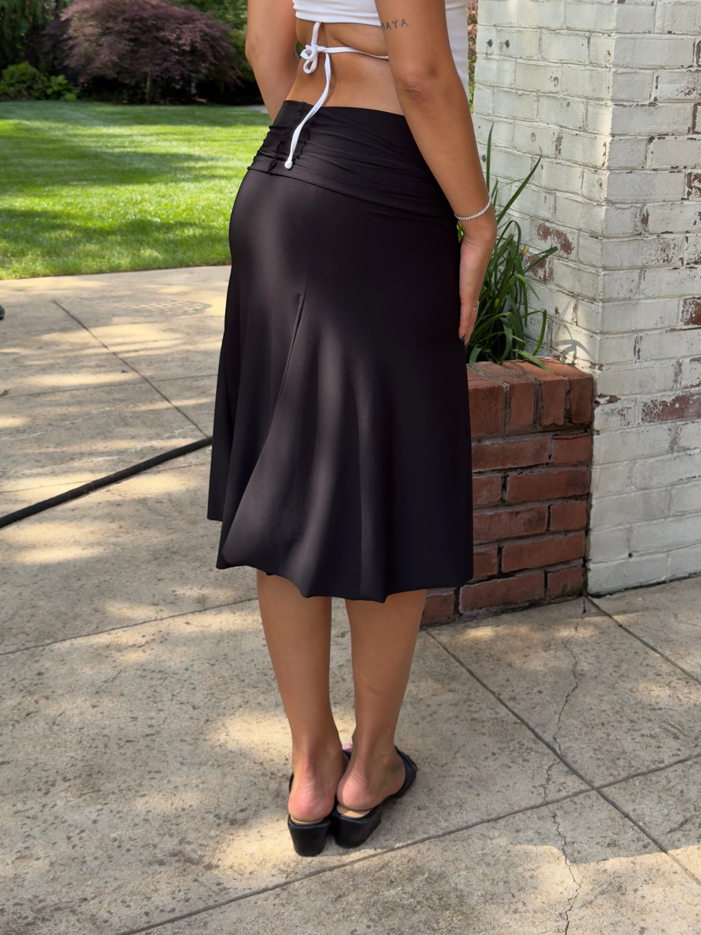 Fold-over Waistband Midi Skirt