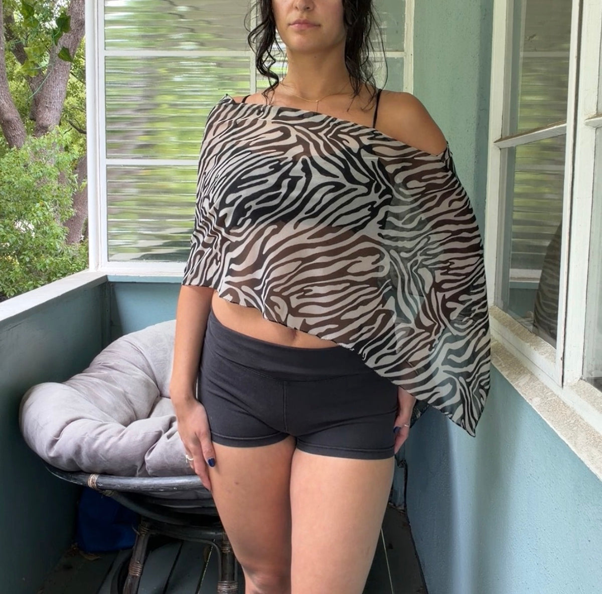 Sheer Zebra Poncho
