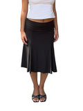 Fold-over Waistband Midi Skirt