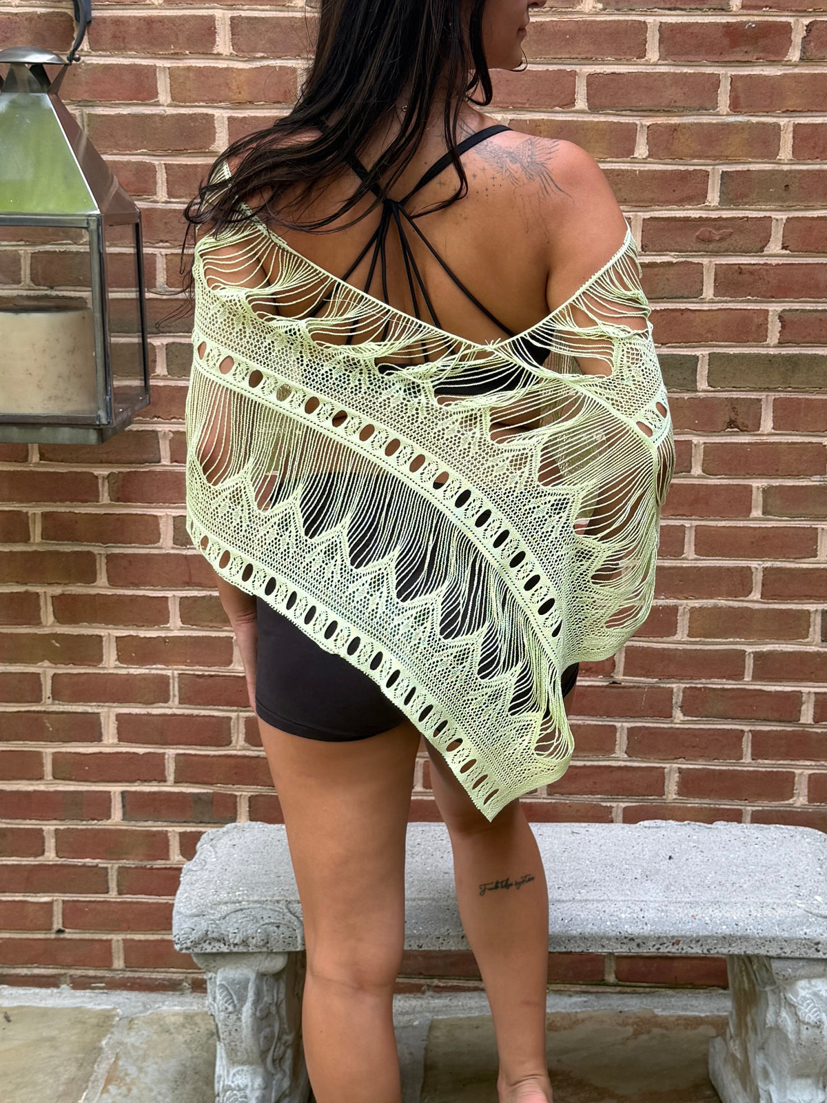 Lime Green Crochet Poncho